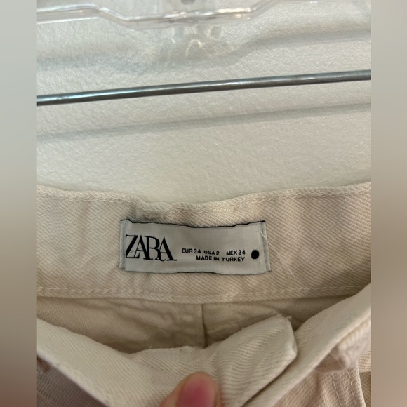 ZARA high rise wide leg cropped jeans cream size 2/26 - Picture 14 of 14
